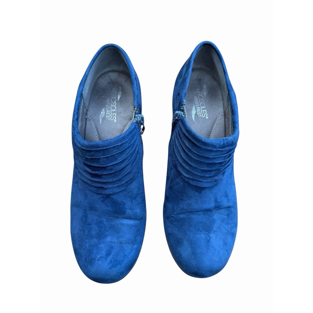Aerosoles Heelrest Starring Role Shoes Booties Suede Leather Blue Women Size 10M - Picture 3 of 16